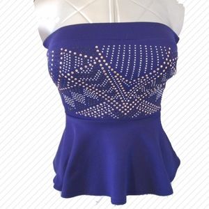 Charlotte Russe Peplum Strapless Blouse S